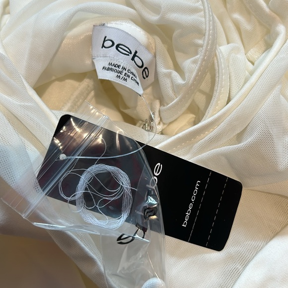 White Lycra Dress with Sheer Accents-NWT-Medium - Picture 8 of 9